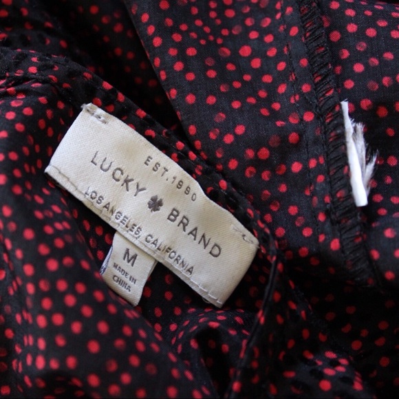 Lucky Brand Red Dot Ruffle Bell Sleeve Blouse M - Picture 8 of 8